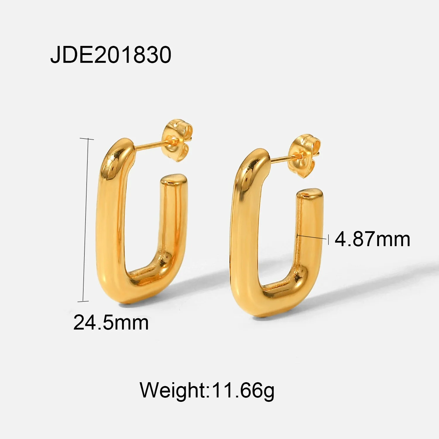 Wholesale Titanium Steel Women's Open Square Geometric Earrings With 18K Gold Electroplating - Image 6