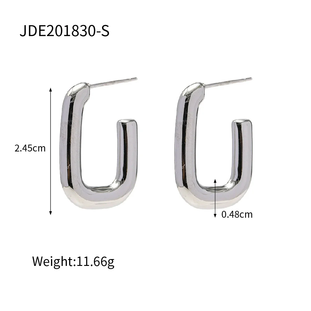 Wholesale Titanium Steel Women's Open Square Geometric Earrings With 18K Gold Electroplating - Image 7