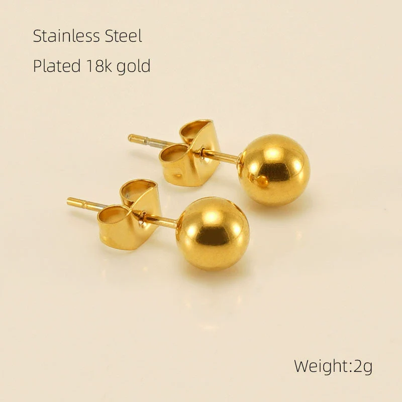 Wholesale 316L Stainless Steel Women's Simple Geometric Design Electroplated Earrings With Steel Beads And Rose Pearl - Image 6