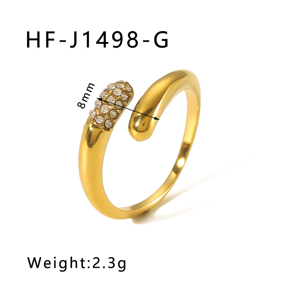 Wholesale Trendy Couple 18K Gold Plated Stainless Steel Geometric Hug Ring With Inlaid Zircon For Women - Image 6