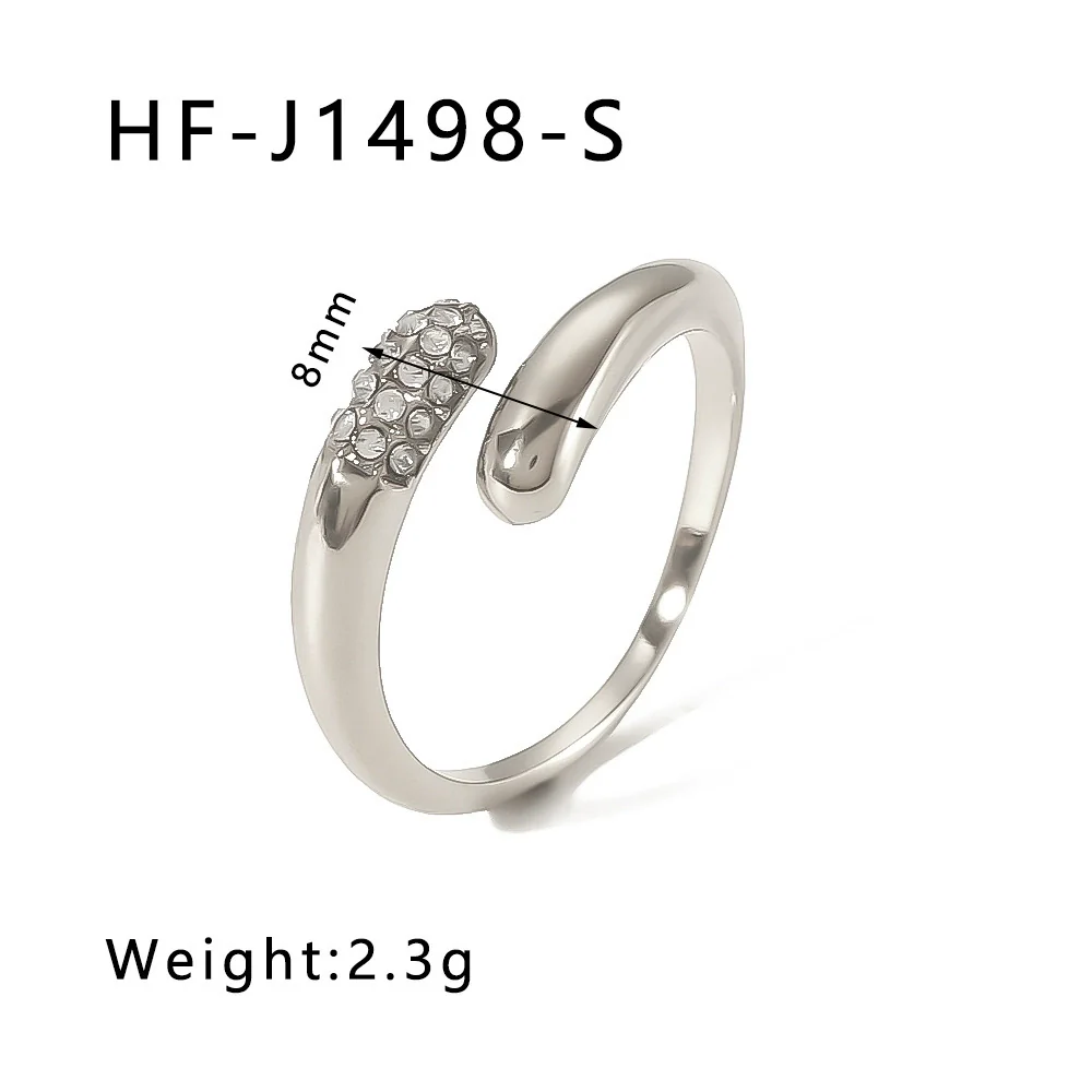 Wholesale Trendy Couple 18K Gold Plated Stainless Steel Geometric Hug Ring With Inlaid Zircon For Women - Image 7