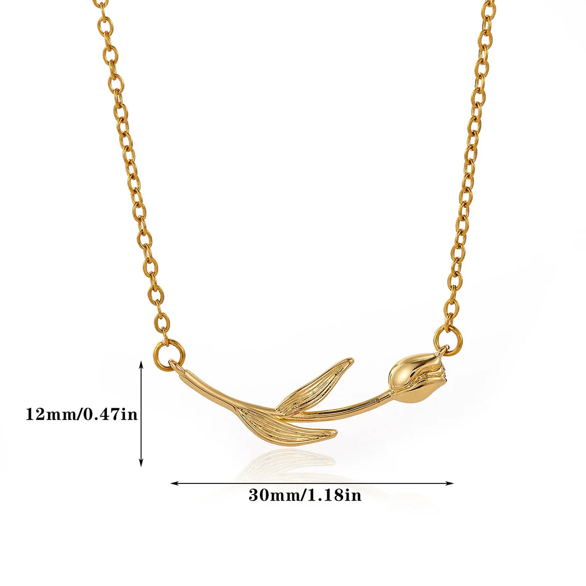 Wholesale Tulip Necklace Simple Retro Light Luxury Style Copper Pendant Gold Silver Electroplated Cross Chain Unisex - Image 5