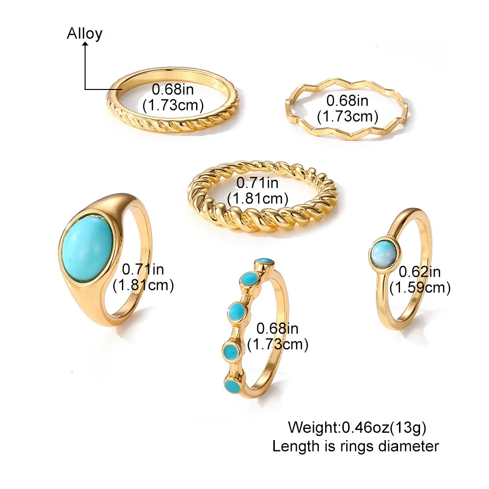 Wholesale Turquoise Retro Geometric Inlay Ladies Ring - Image 2