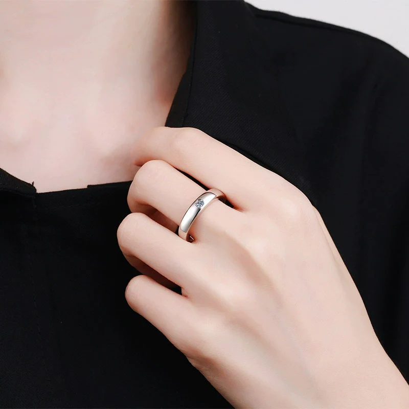 Wholesale Unisex 925 Sterling Silver Ring With Moissanite Geometric Design And Electroplating Process - Image 4