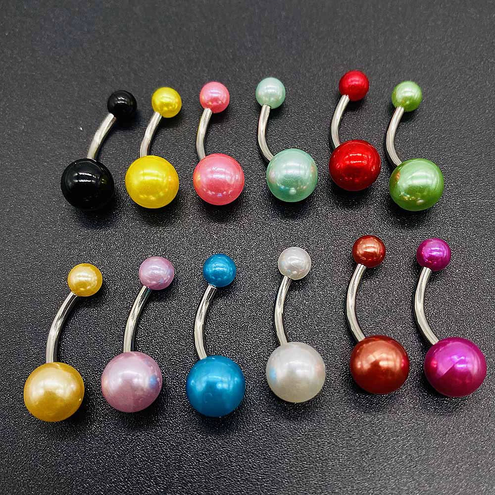 Wholesale Unisex Acrylic Navel Ring Jewelry Stainless Steel Candy Color Round Style
