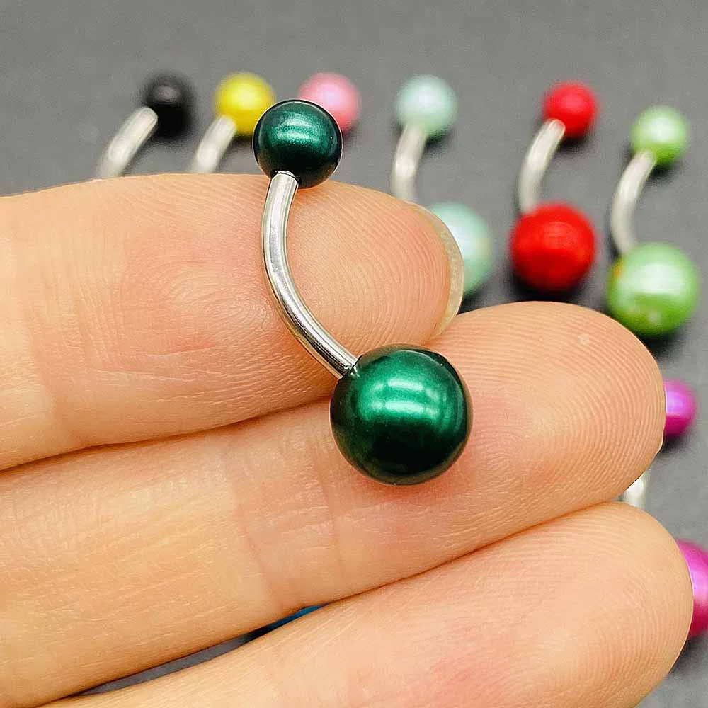 Wholesale Unisex Acrylic Navel Ring Jewelry Stainless Steel Candy Color Round Style - Image 4