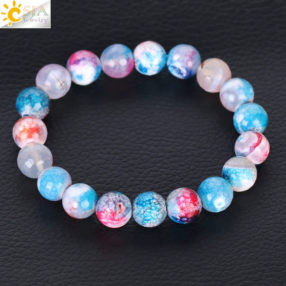Wholesale Unisex Agate Bracelet With Dyed Natural Stone Beads And Polishing Treatment