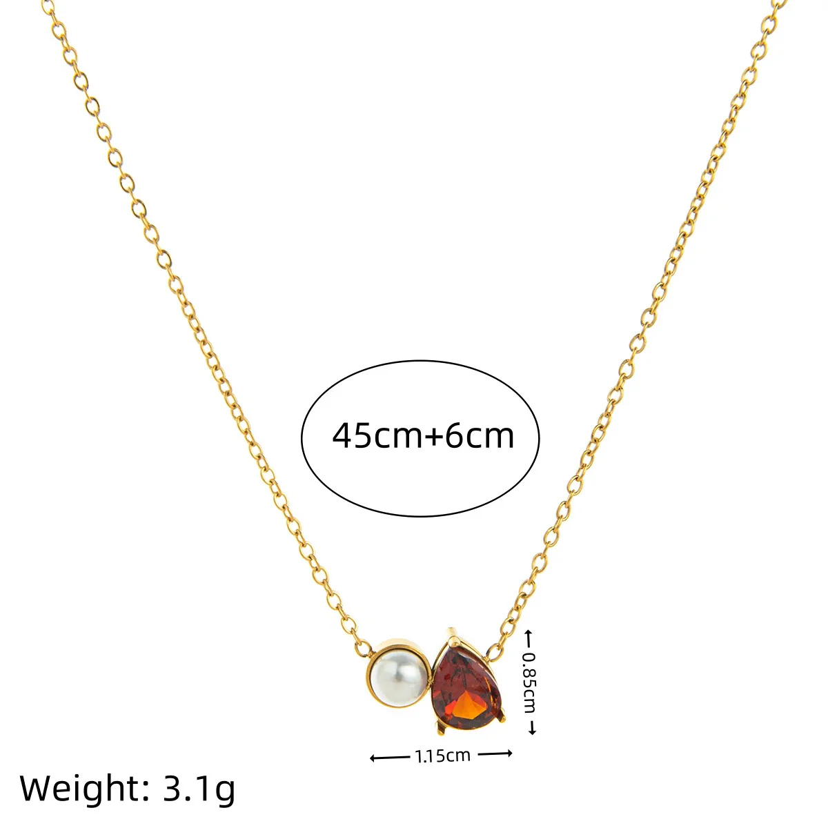 Wholesale Unisex Ancient Geometric Style Electroplated Stainless Steel Water Drop Pearl Zircon Pendant Ochain Necklace - Image 4