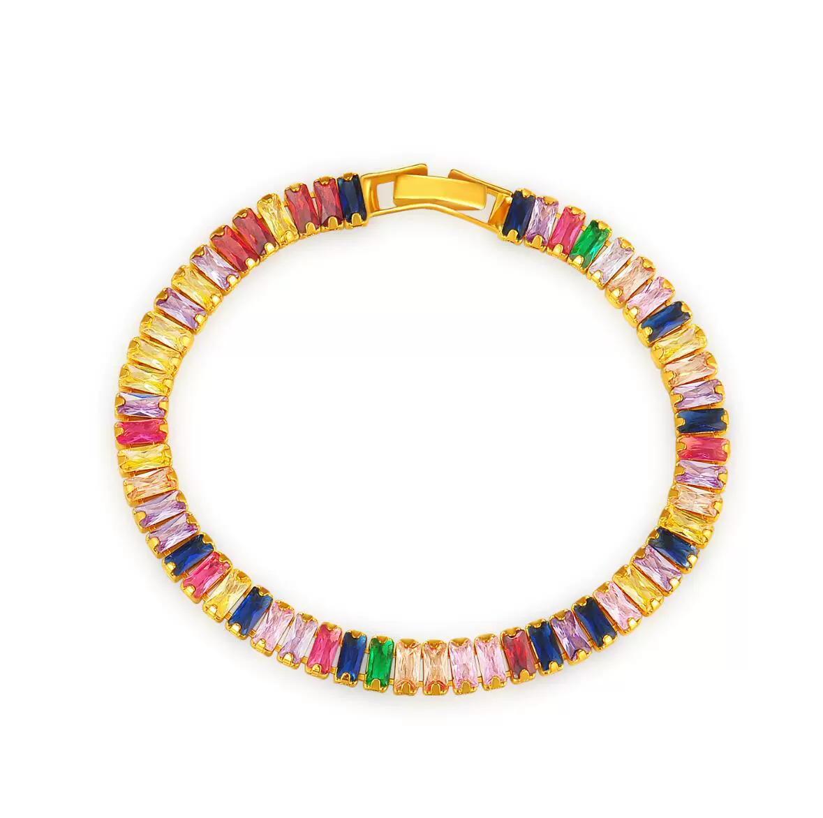 Wholesale Unisex And Women's Bracelet Copper Rhombus Electroplated With Color Retained Gold - Image 2