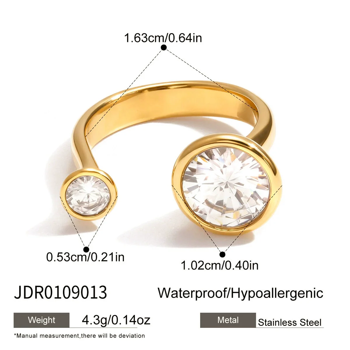 Wholesale Unisex And Women's Electroplated Geometric Stainless Steel Open Ring Hand Jewelry Light Luxury Style - Image 6