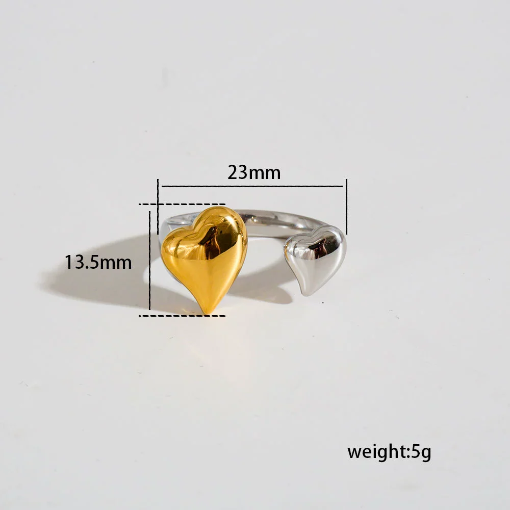 Wholesale Unisex Casual Geometric Titanium Steel Electroplated Spliced Open Ring Set With Water Drop And Triangle Design - Image 3