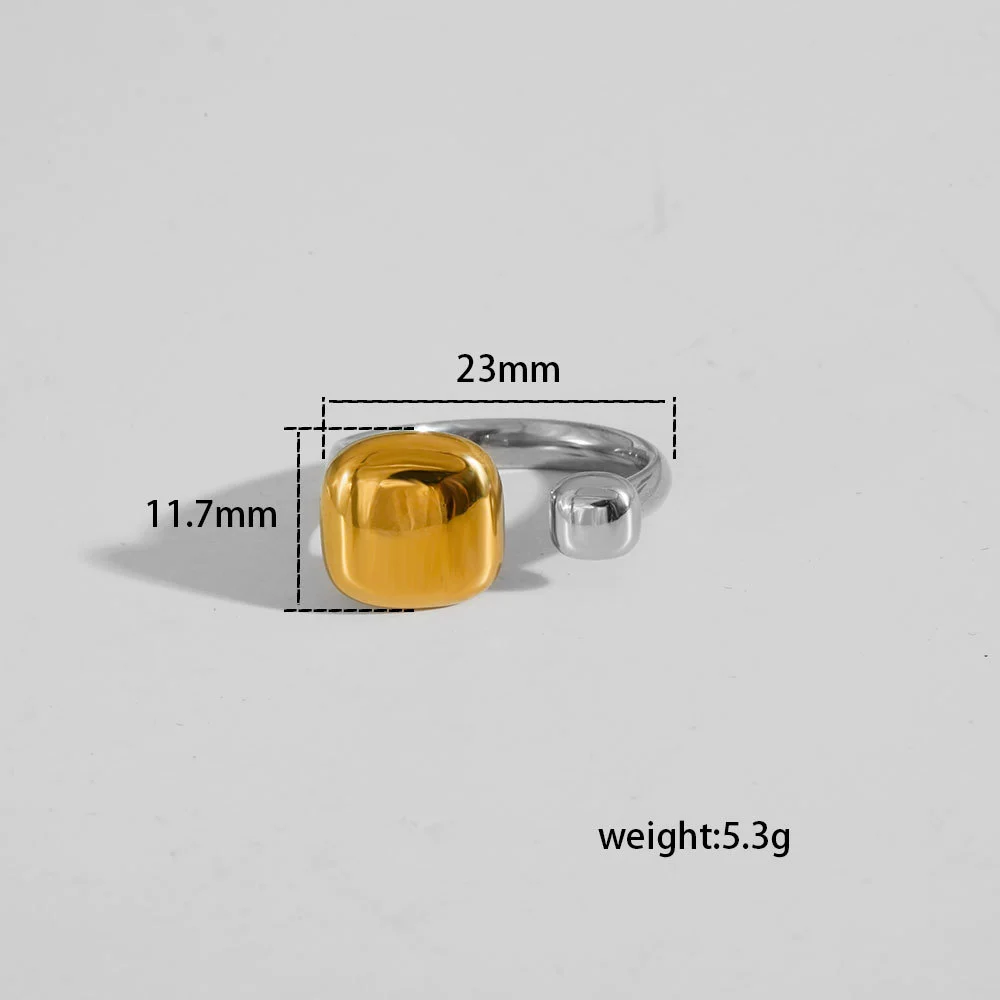 Wholesale Unisex Casual Geometric Titanium Steel Electroplated Spliced Open Ring Set With Water Drop And Triangle Design - Image 5