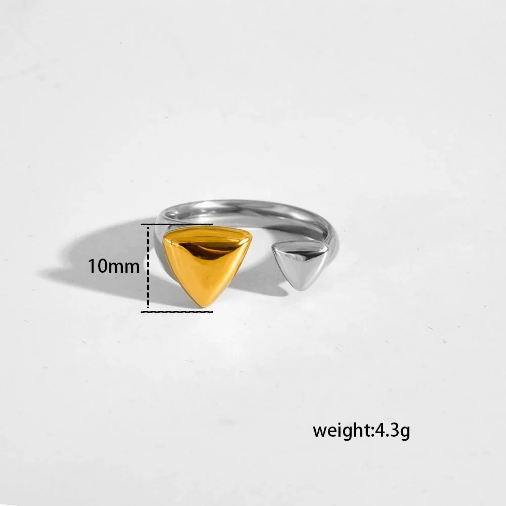 Wholesale Unisex Casual Geometric Titanium Steel Electroplated Spliced Open Ring Set With Water Drop And Triangle Design - Image 8