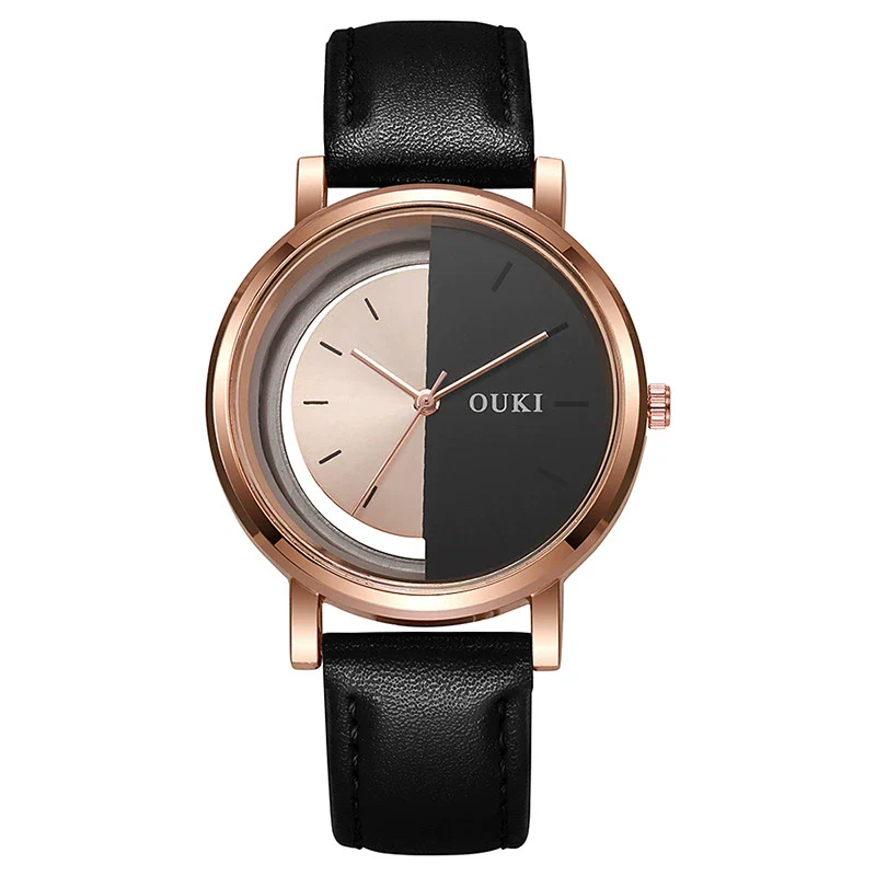 Wholesale Unisex Casual Hollow Dial Quartz Watch Alloy Case Imitation Leather Strap Stainless Steel Buckle Round Dial - Image 10
