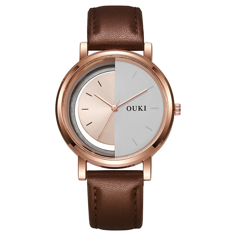 Wholesale Unisex Casual Hollow Dial Quartz Watch Alloy Case Imitation Leather Strap Stainless Steel Buckle Round Dial - Image 11