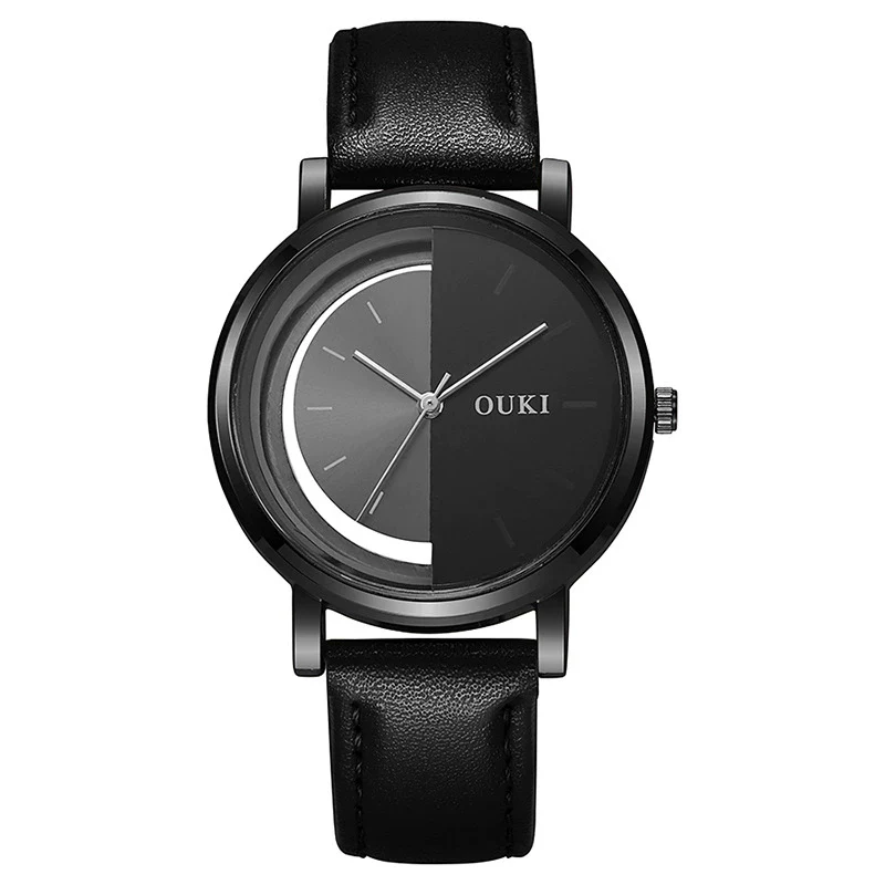 Wholesale Unisex Casual Hollow Dial Quartz Watch Alloy Case Imitation Leather Strap Stainless Steel Buckle Round Dial - Image 6