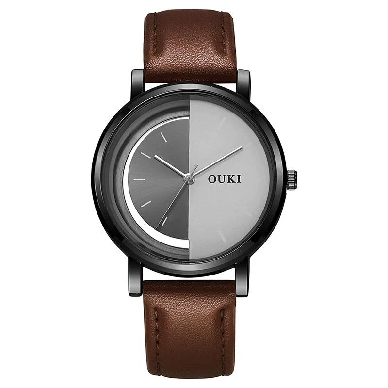 Wholesale Unisex Casual Hollow Dial Quartz Watch Alloy Case Imitation Leather Strap Stainless Steel Buckle Round Dial - Image 7