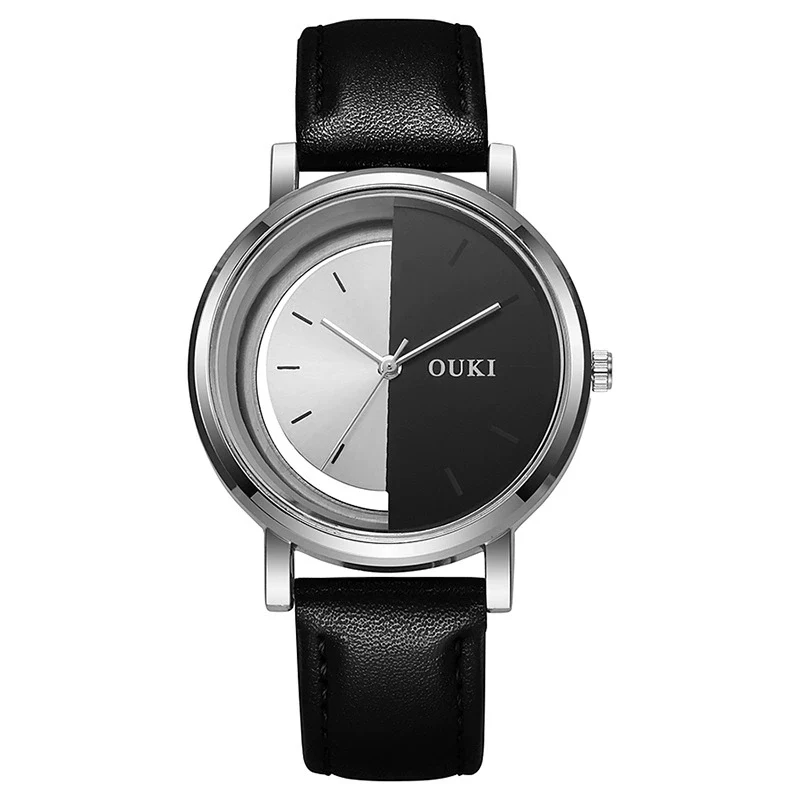 Wholesale Unisex Casual Hollow Dial Quartz Watch Alloy Case Imitation Leather Strap Stainless Steel Buckle Round Dial - Image 8