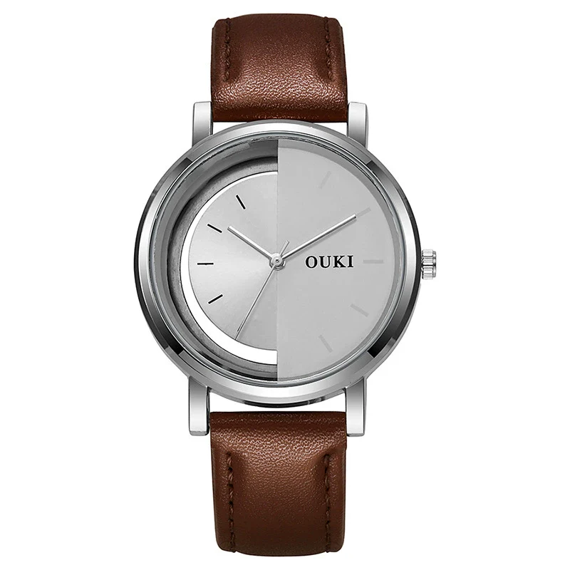 Wholesale Unisex Casual Hollow Dial Quartz Watch Alloy Case Imitation Leather Strap Stainless Steel Buckle Round Dial - Image 9