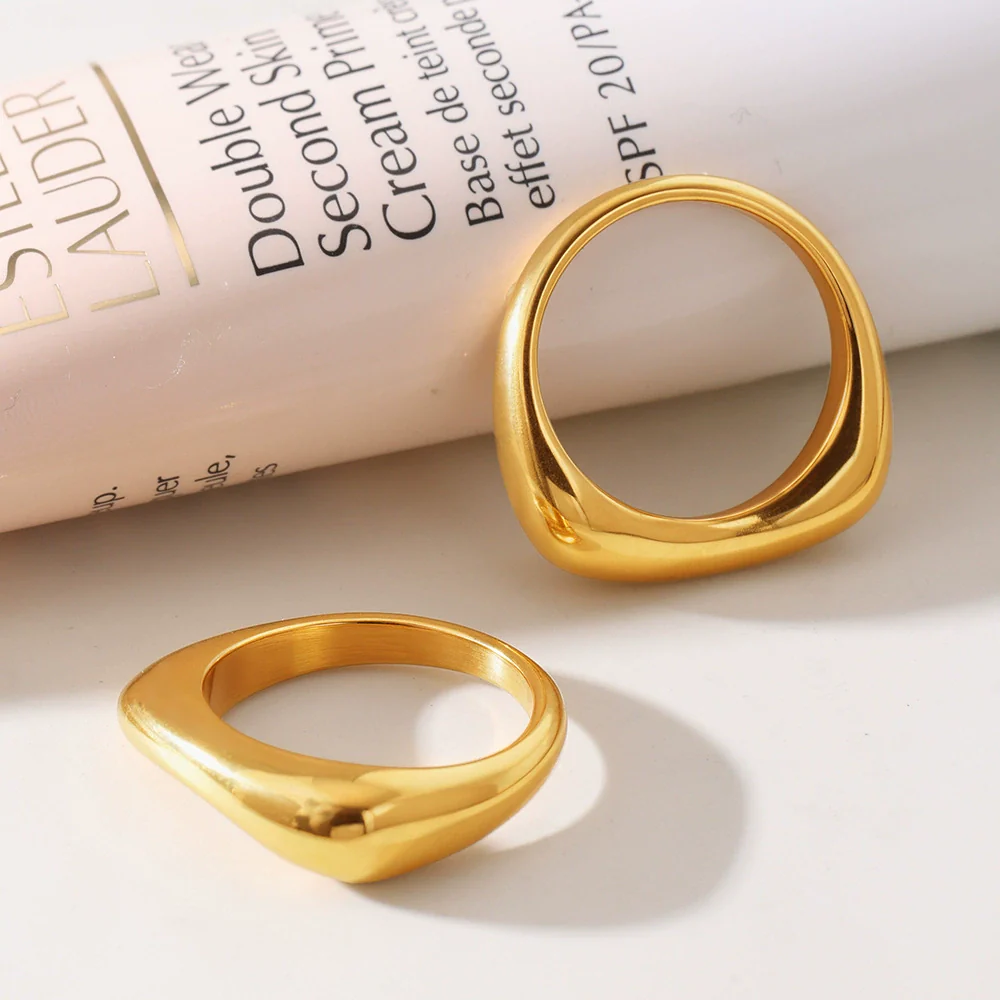 Wholesale Unisex Cold Style Irregular Geometric Titanium Steel Electroplated Ring - Image 2