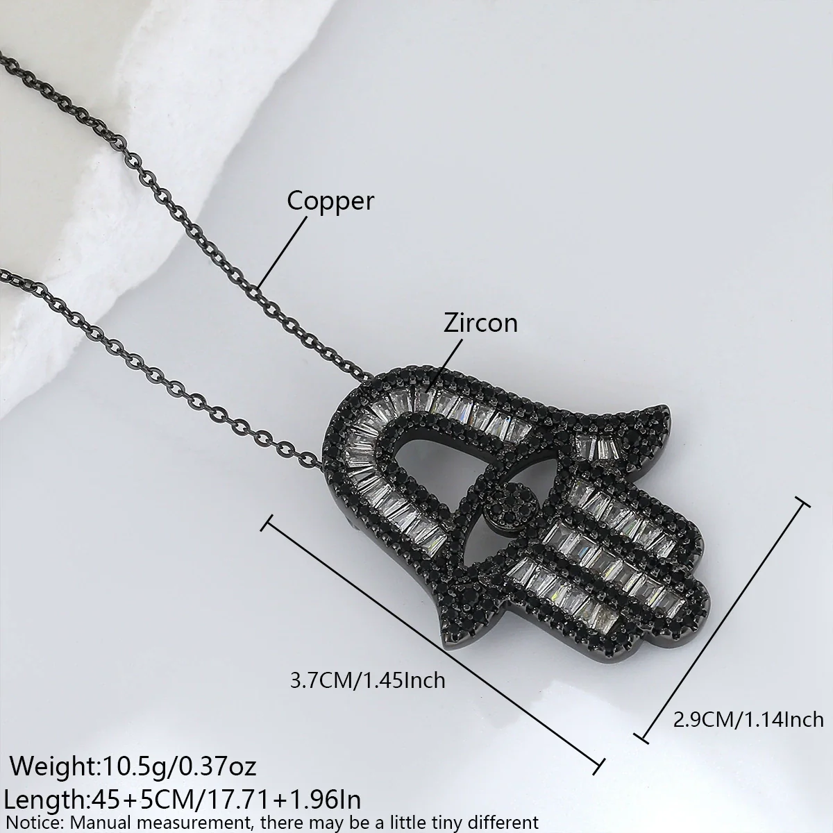 Wholesale Unisex Electroplated Copper Necklace With Zircon Pendant In Corn Chain Style Featuring Evil Eye And Fatima's Hand Design - Image 6