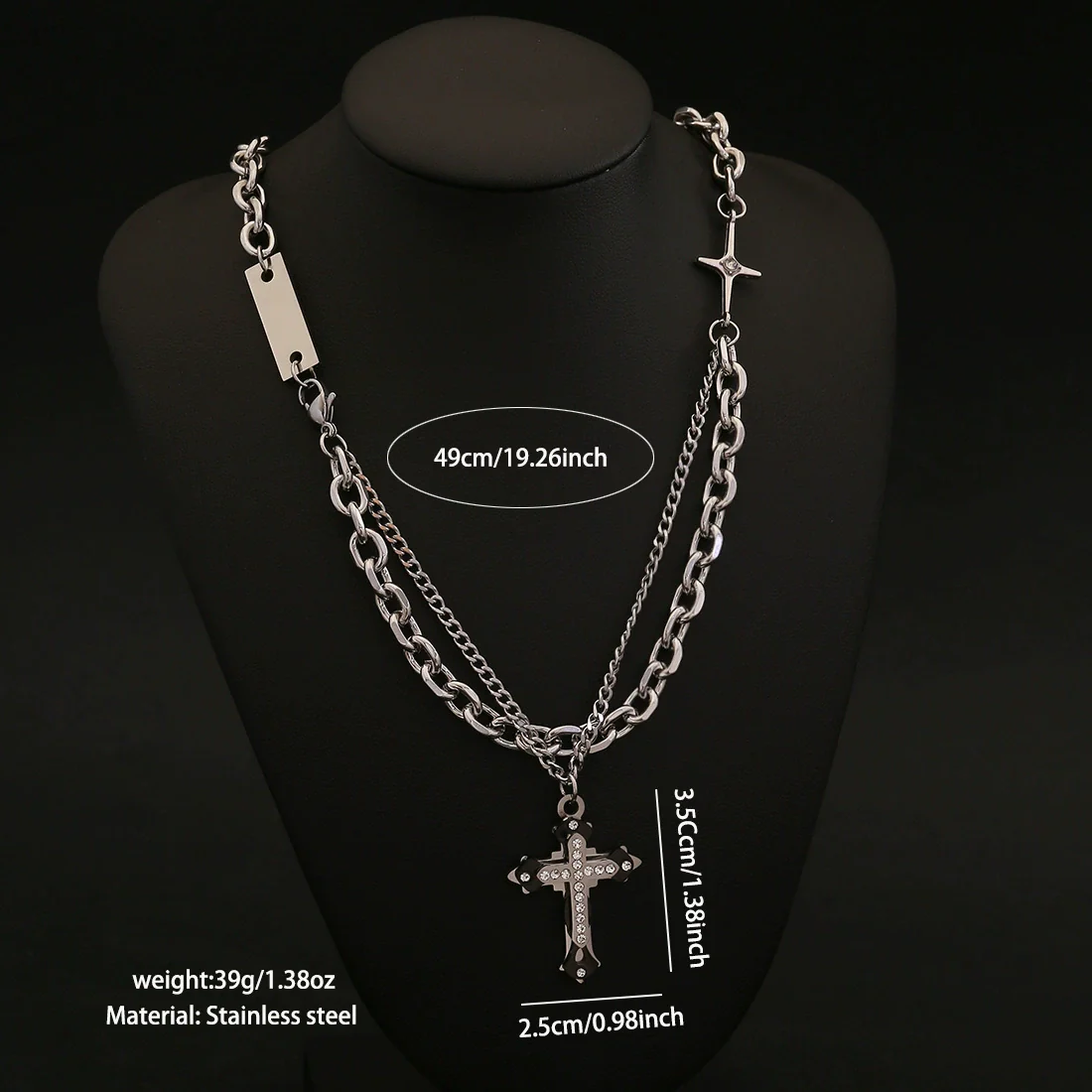 Wholesale Unisex Electroplated Cross Cuban Chain Necklace Made Of Titanium Steel In Boyfriend Style - Image 10