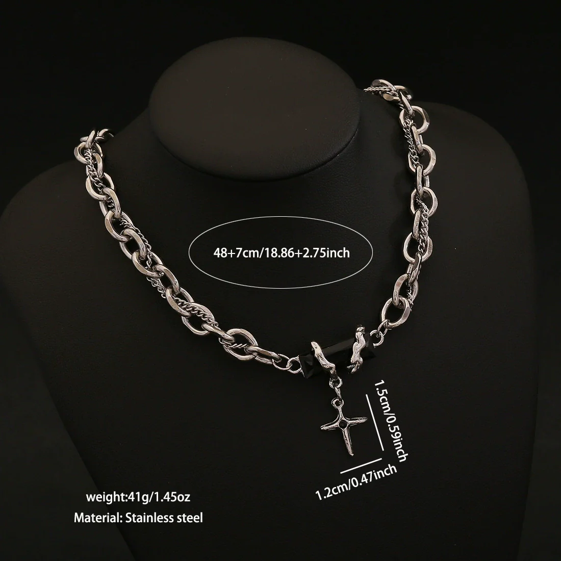 Wholesale Unisex Electroplated Cross Cuban Chain Necklace Made Of Titanium Steel In Boyfriend Style - Image 8