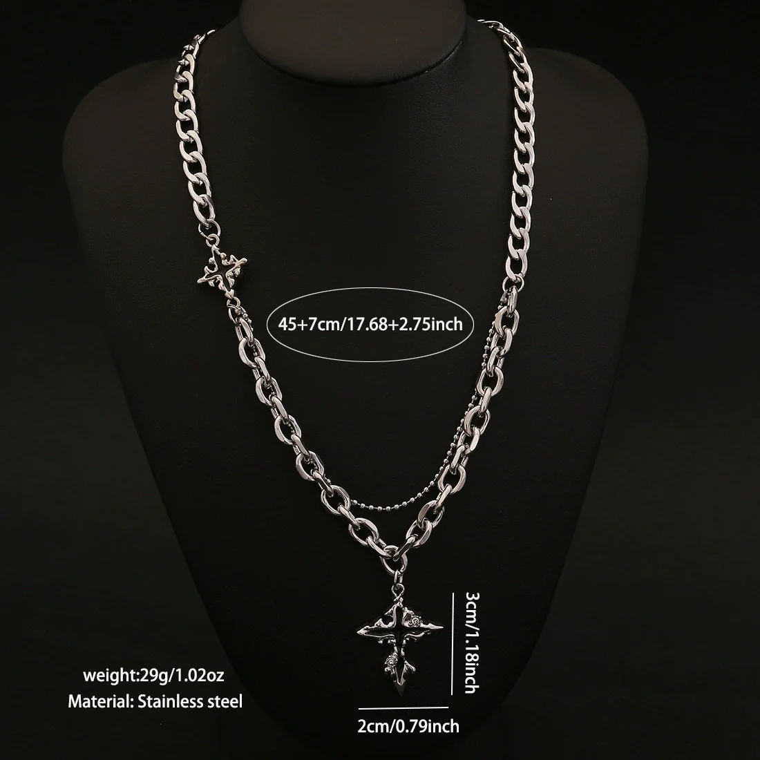 Wholesale Unisex Electroplated Cross Cuban Chain Necklace Made Of Titanium Steel In Boyfriend Style - Image 9
