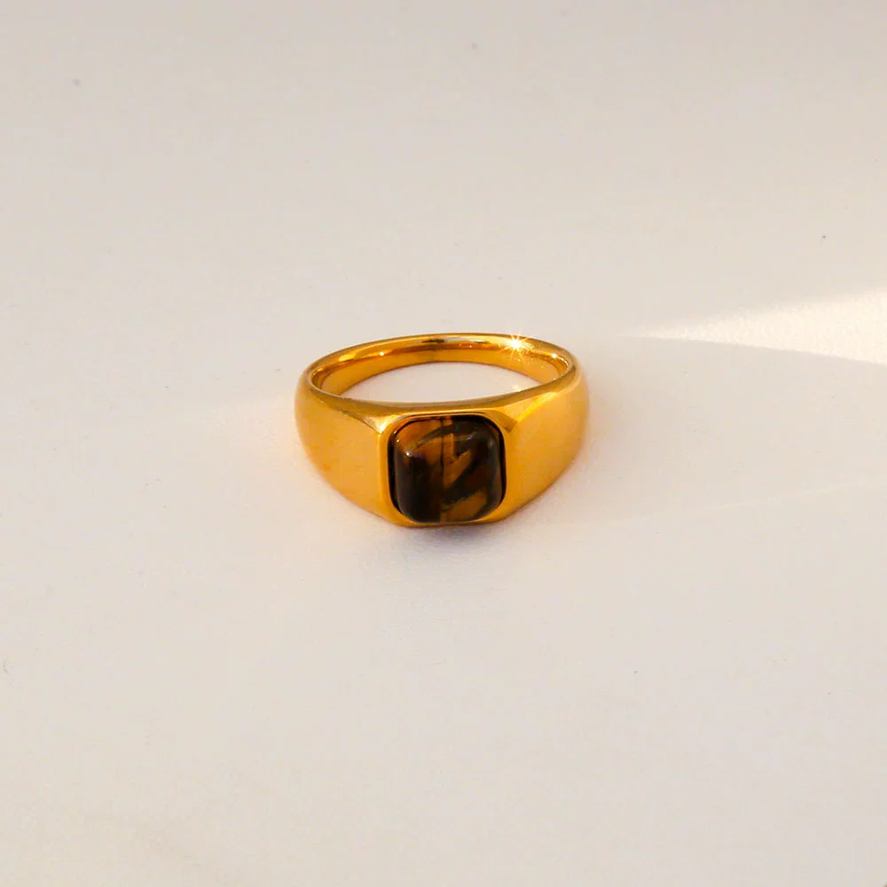 Wholesale Unisex Electroplated Geometric Natural Stone Stainless Steel Ring Hand Jewelry - Image 11