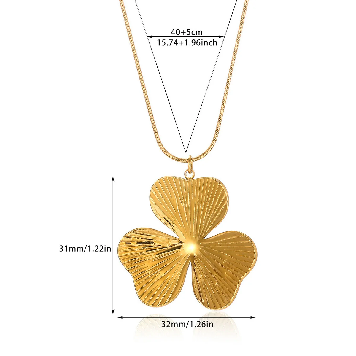 Wholesale Unisex Electroplated Gold Titanium Steel And Stainless Steel Exaggerated Flower Leaf Necklace Pendant With Cross Chain - Image 5