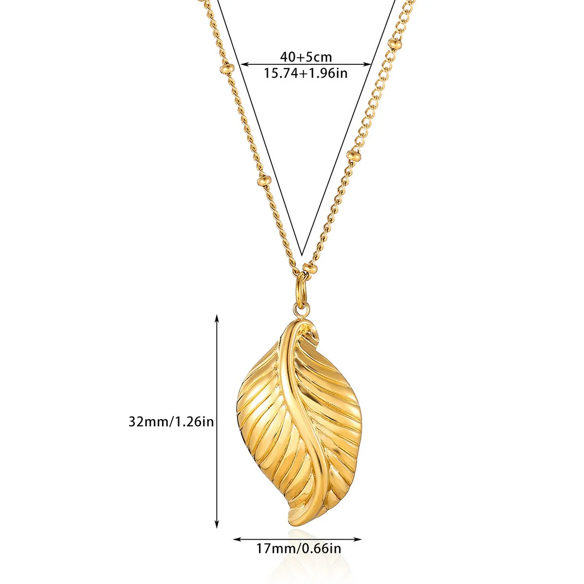Wholesale Unisex Electroplated Gold Titanium Steel And Stainless Steel Exaggerated Flower Leaf Necklace Pendant With Cross Chain - Image 6