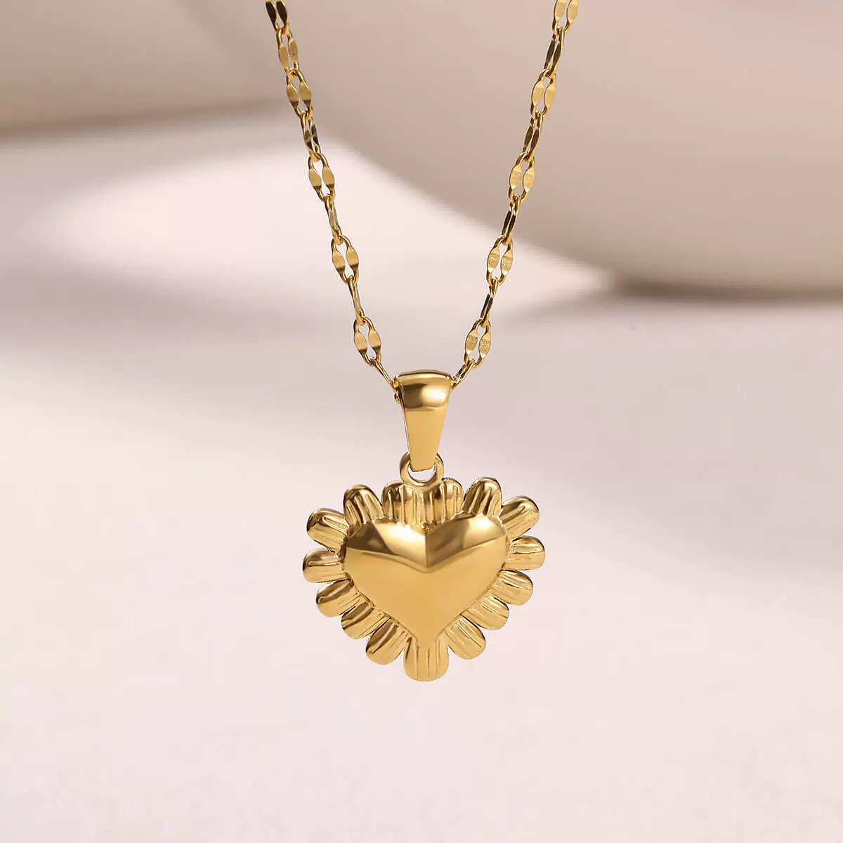 Wholesale Unisex Electroplated Stainless Steel And Gold Heartshaped Cross Chain Pendant Necklace - Image 2