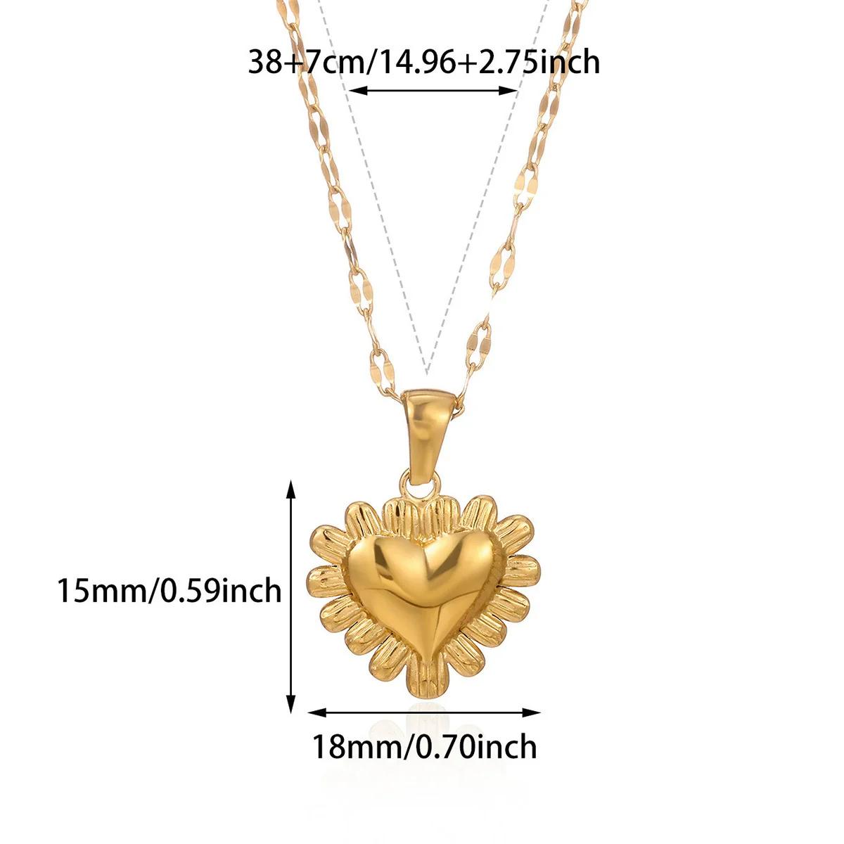 Wholesale Unisex Electroplated Stainless Steel And Gold Heartshaped Cross Chain Pendant Necklace - Image 5