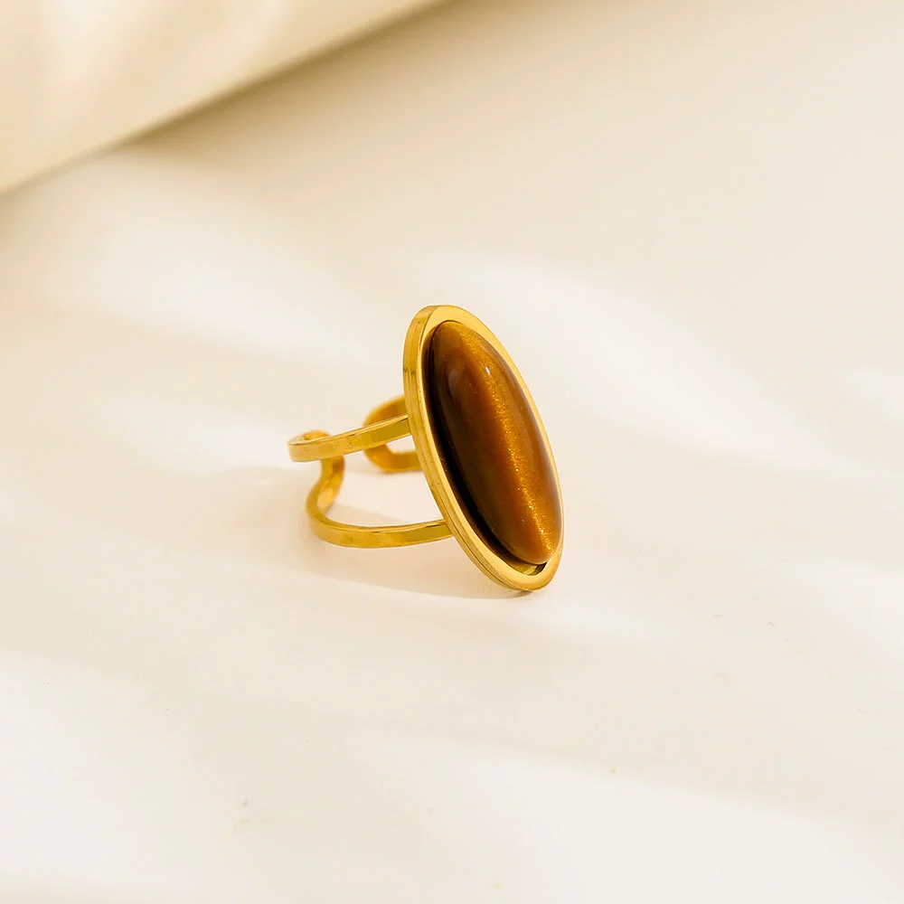 Wholesale Unisex Electroplated Titanium Steel And Stainless Steel Geometric Round Enamel Retro Opening Ring - Image 6