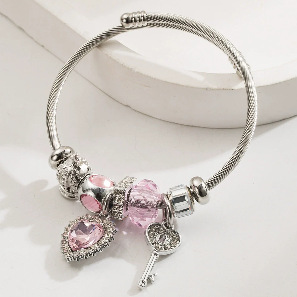 Wholesale Unisex Fashion Diamond Heart Elephant Love Adjustable Bracelet Made Of Alloy - Image 7