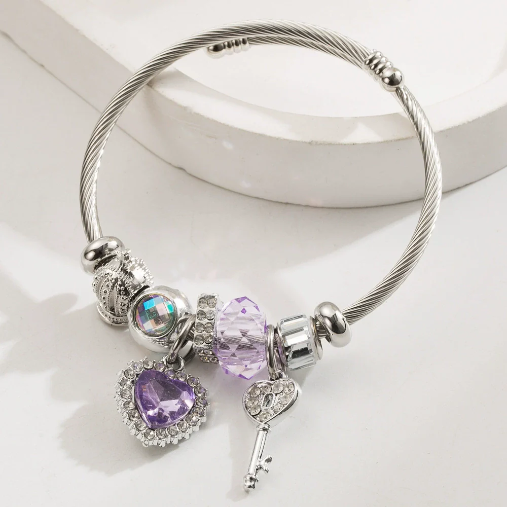 Wholesale Unisex Fashion Diamond Heart Elephant Love Adjustable Bracelet Made Of Alloy - Image 8
