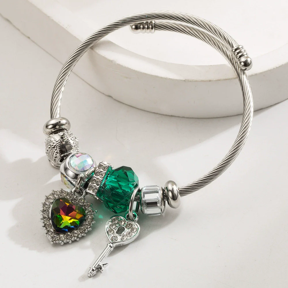 Wholesale Unisex Fashion Diamond Heart Elephant Love Adjustable Bracelet Made Of Alloy - Image 9