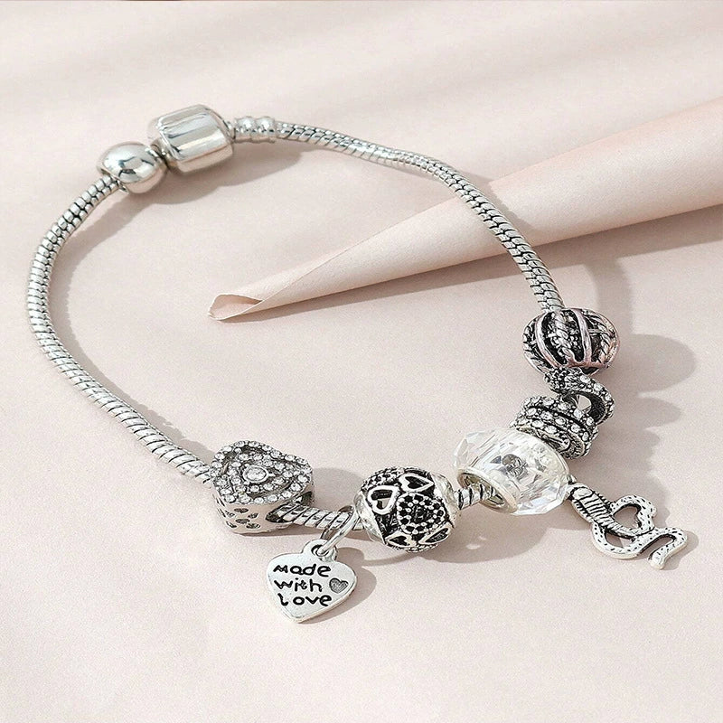 Wholesale Unisex Fashion Electroplated Alloy Bracelet With Heart Shaped And Animal Zodiac Letter Number Text Patterns - Image 3