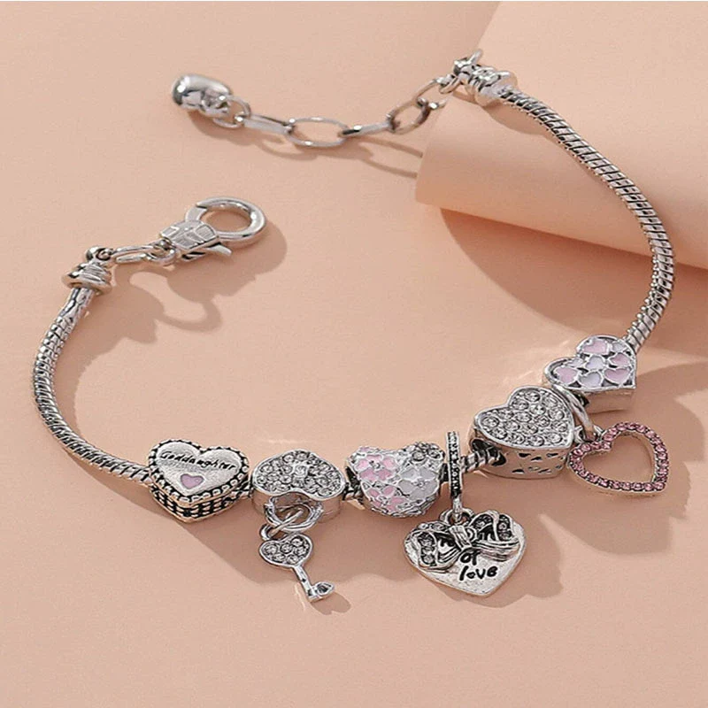 Wholesale Unisex Fashion Electroplated Copper Bracelet With Heart Bow Geometric Letter Pendant - Image 2