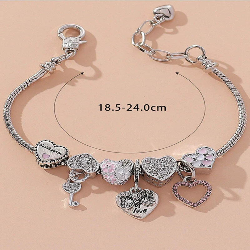 Wholesale Unisex Fashion Electroplated Copper Bracelet With Heart Bow Geometric Letter Pendant - Image 3