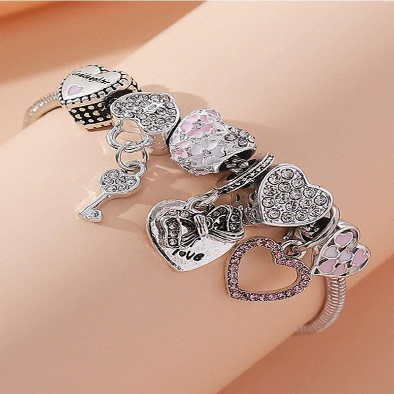 Wholesale Unisex Fashion Electroplated Copper Bracelet With Heart Bow Geometric Letter Pendant - Image 4