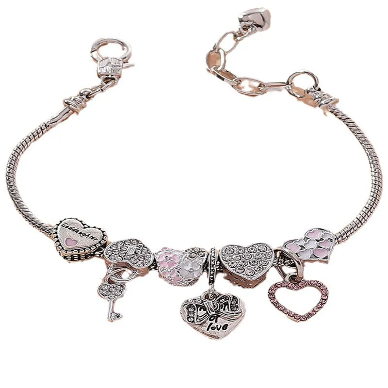 Wholesale Unisex Fashion Electroplated Copper Bracelet With Heart Bow Geometric Letter Pendant - Image 5