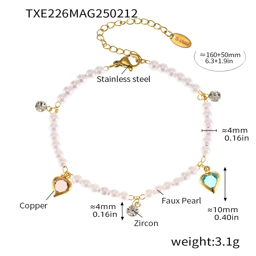 Wholesale Unisex Fashion Pearl Heart Ferris Wheel Multi Accessories Tassel Necklace Jewelry Set Made Of Titanium Steel Shell Beads Zircon And Copper With Electroplating - Image 8