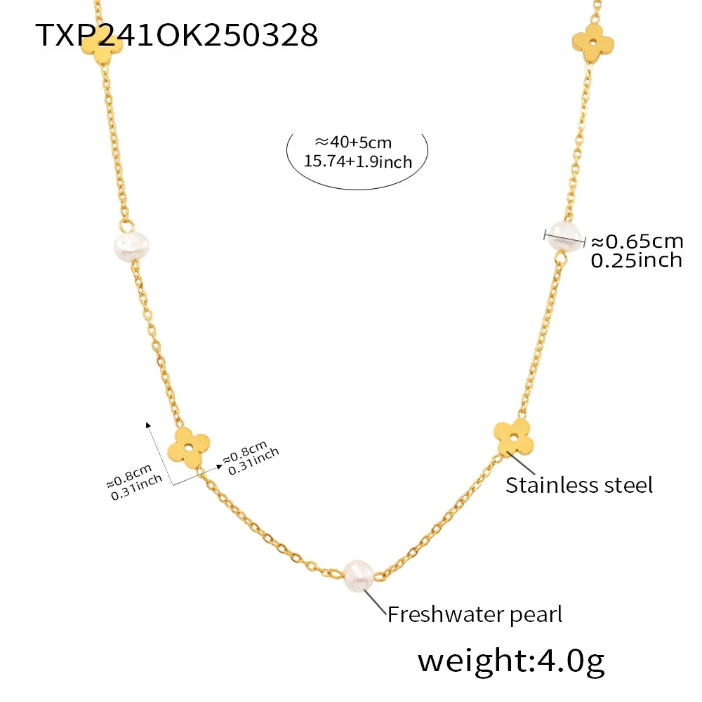 Wholesale Unisex Ferris Wheel Four Leaf Flower Electroplated Titanium Steel Necklace And Bracelet Jewelry - Image 6