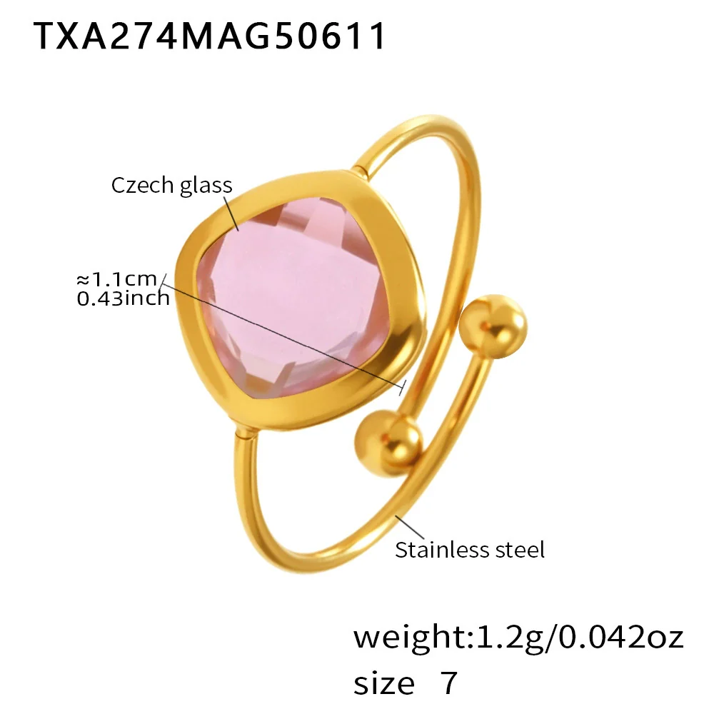 Wholesale Unisex Ferris Wheel Geometric Stainless Steel And Glass Stone Electroplated Open Adjustable Ring Bracelet - Image 6