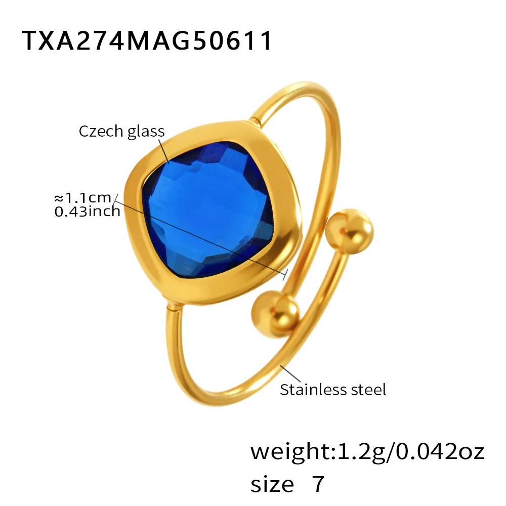 Wholesale Unisex Ferris Wheel Geometric Stainless Steel And Glass Stone Electroplated Open Adjustable Ring Bracelet - Image 8