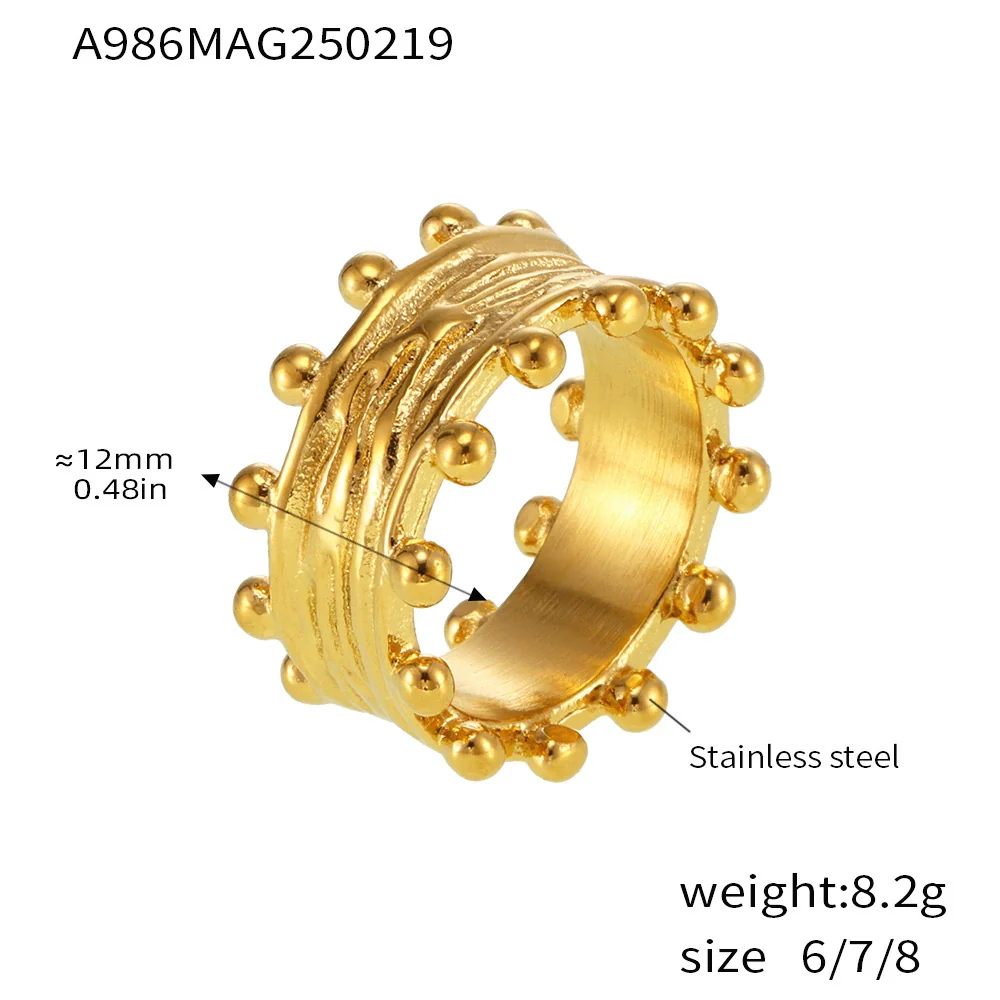 Wholesale Unisex Ferris Wheel Retro Palace Style Asymmetrical Design Jewelry Set Of Open J Ring Bracelet And Earrings In Titanium Steel And Stainless Steel Goldplated - Image 6