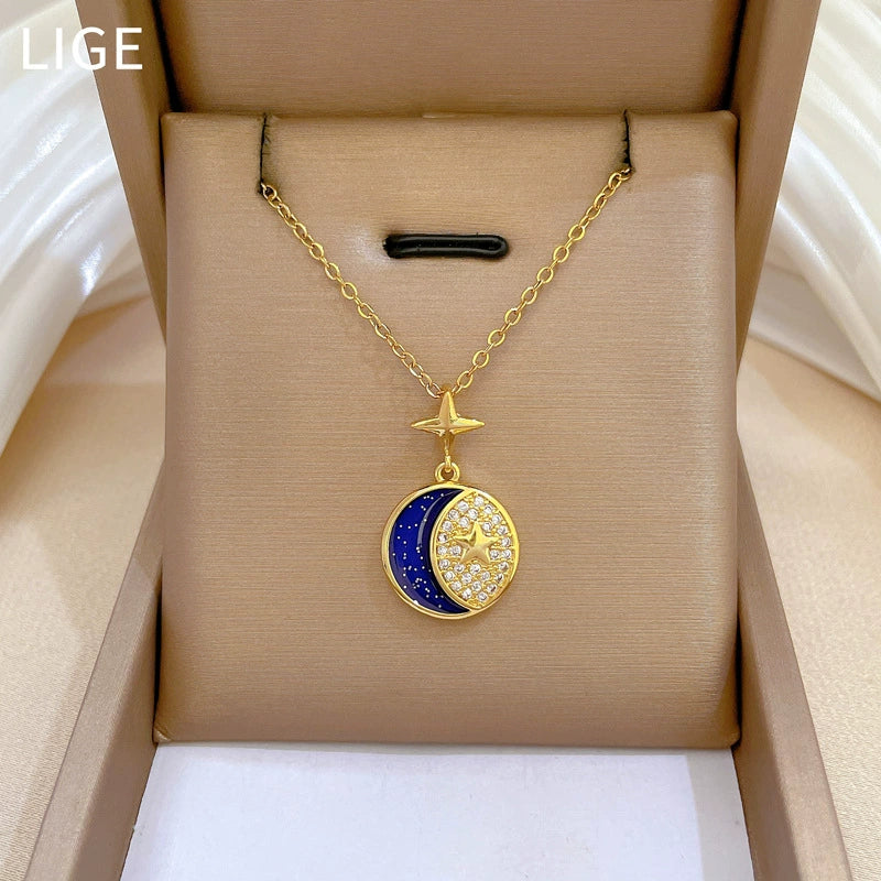 Wholesale Unisex Geometric Cartoon Stainless Steel And Copper Full Diamond Necklace