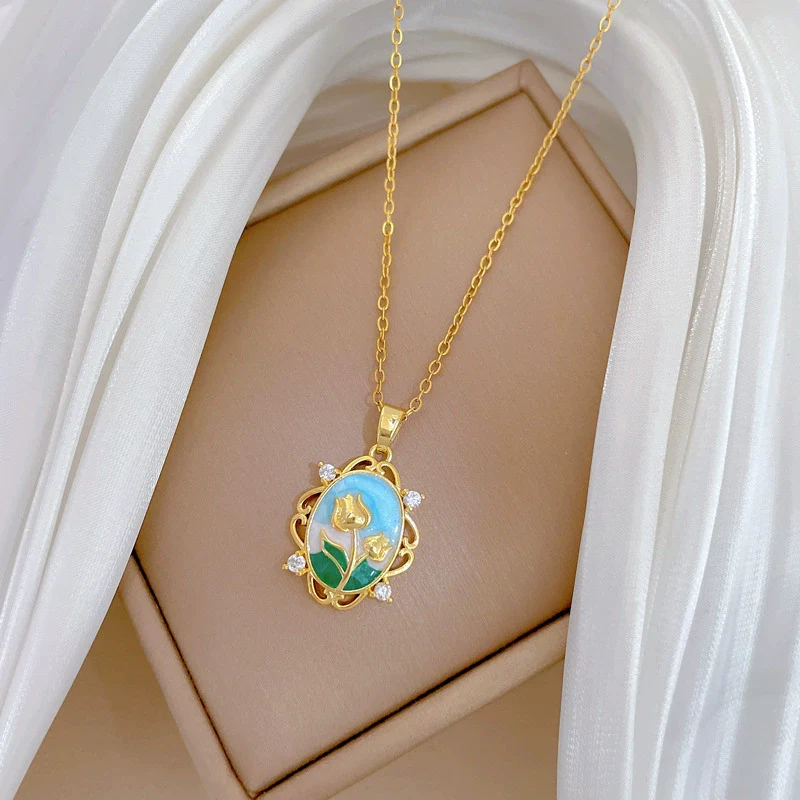Wholesale Unisex Geometric Cartoon Stainless Steel Copper Pendant Necklace - Image 3