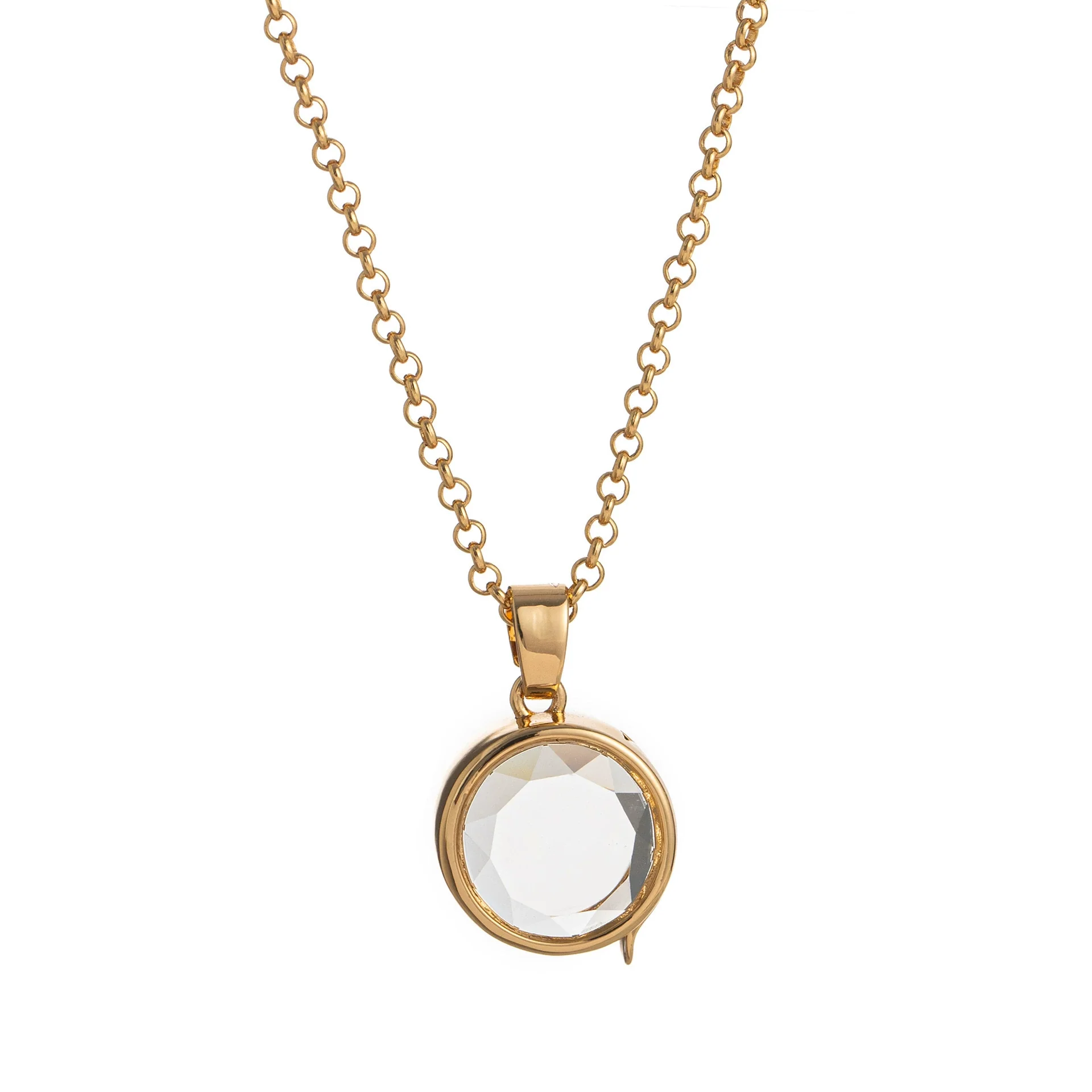 Wholesale Unisex Geometric Copper And Titanium Steel Pendant Necklace With Openable Hollow Transparent Box Electroplated In 18K Gold Color Old Money Style - Image 5